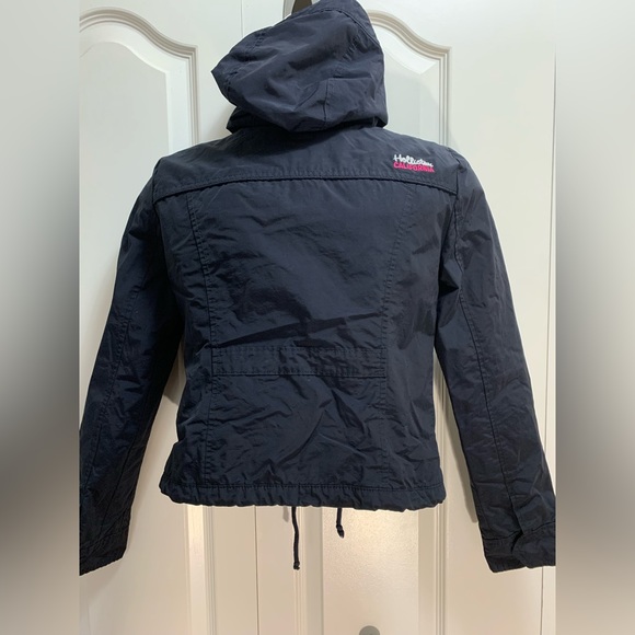 Hollister XS Black Transition Nylon Zip Jacket with Hood & Pink Fleece lining - Picture 10 of 10